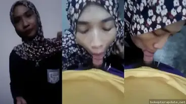 Jilbab Cantik Ngemut Kontol Pacar Sampe Dalem Tenggorokan